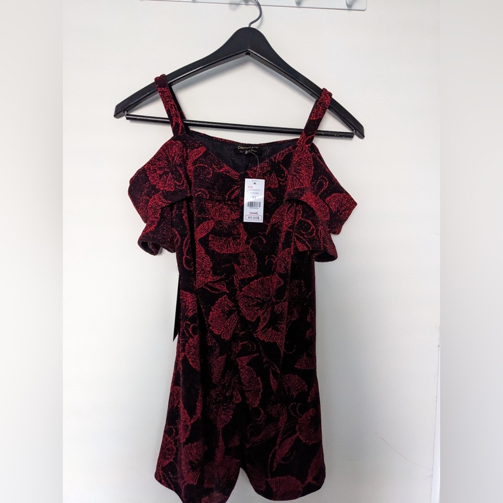 Red Cocktail shirt Sleeveless Cold Shoulder